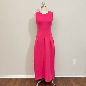 COS Maxi Dress Hot Pink Sleeveless Sheath Knit Stretch Minimalist